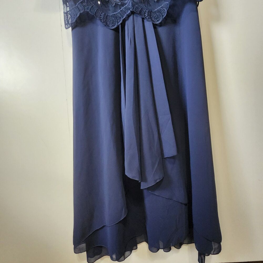 Navy Blue Formal Dress XL Lace Sequin Chiffon Wedding Guest Mother Elegant - Picture 9 of 11